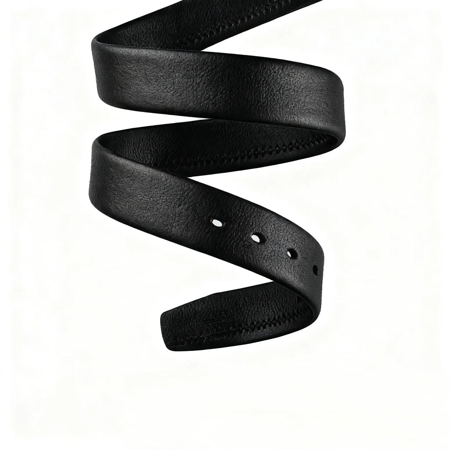 Close-up of genuine cowhide leather texture – black men’s dress belt