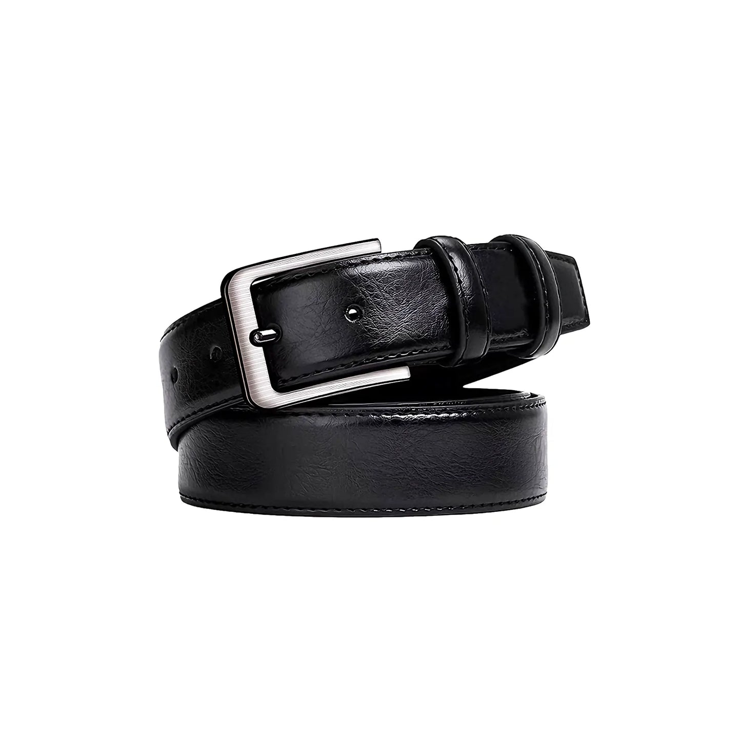 Black leather belt for women with polished buckle – elegant everyday style