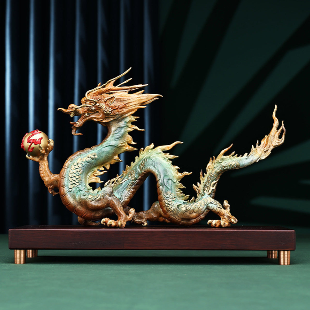 Dragon brass figurine statue – left profile