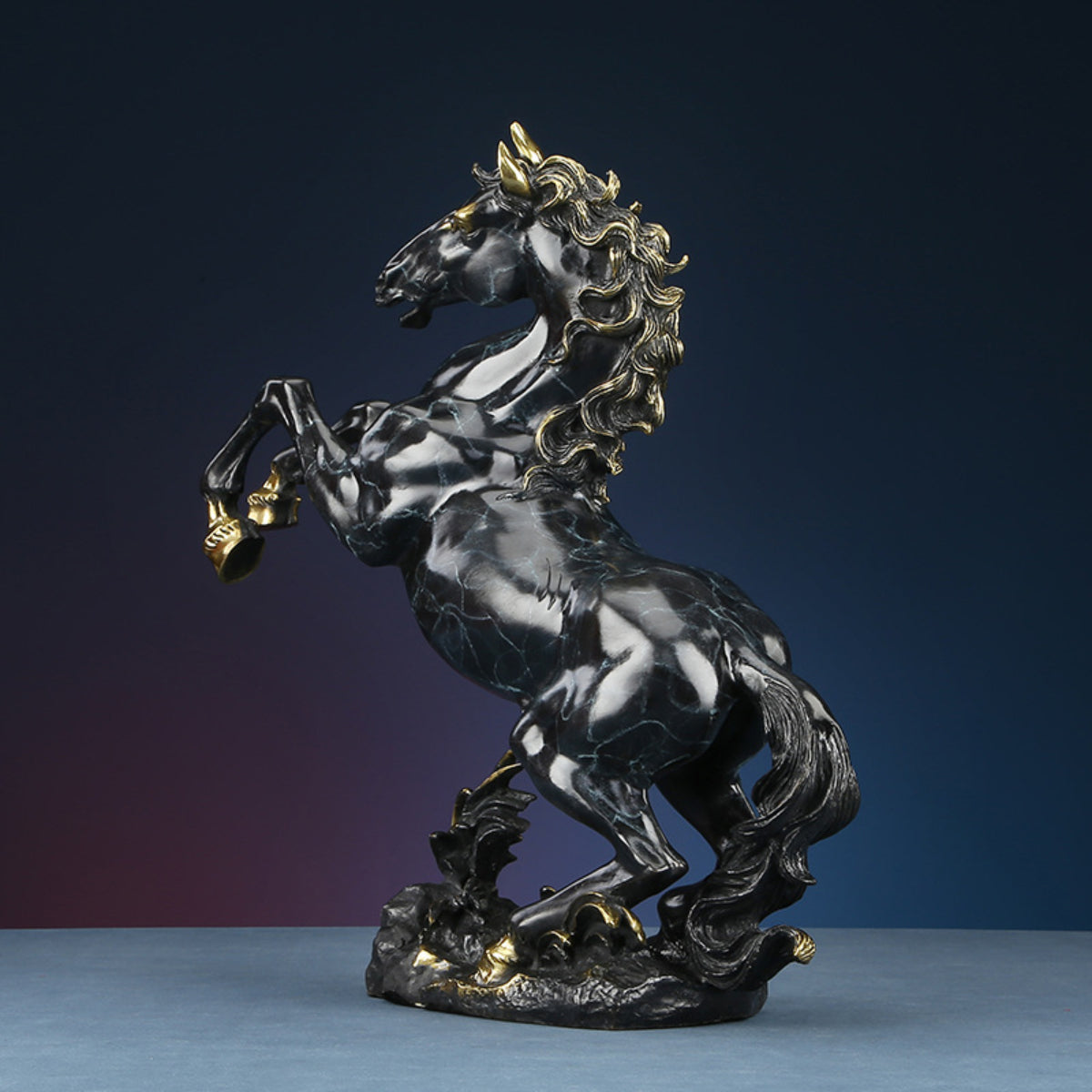 Side view of Horse Brass Figurine for career growth and ambition