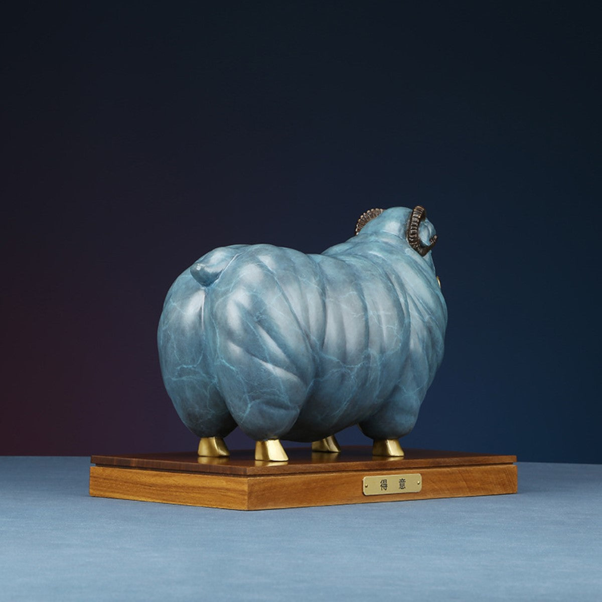 Sheep Brass Figurine back view decorative piece for wealth and harmony