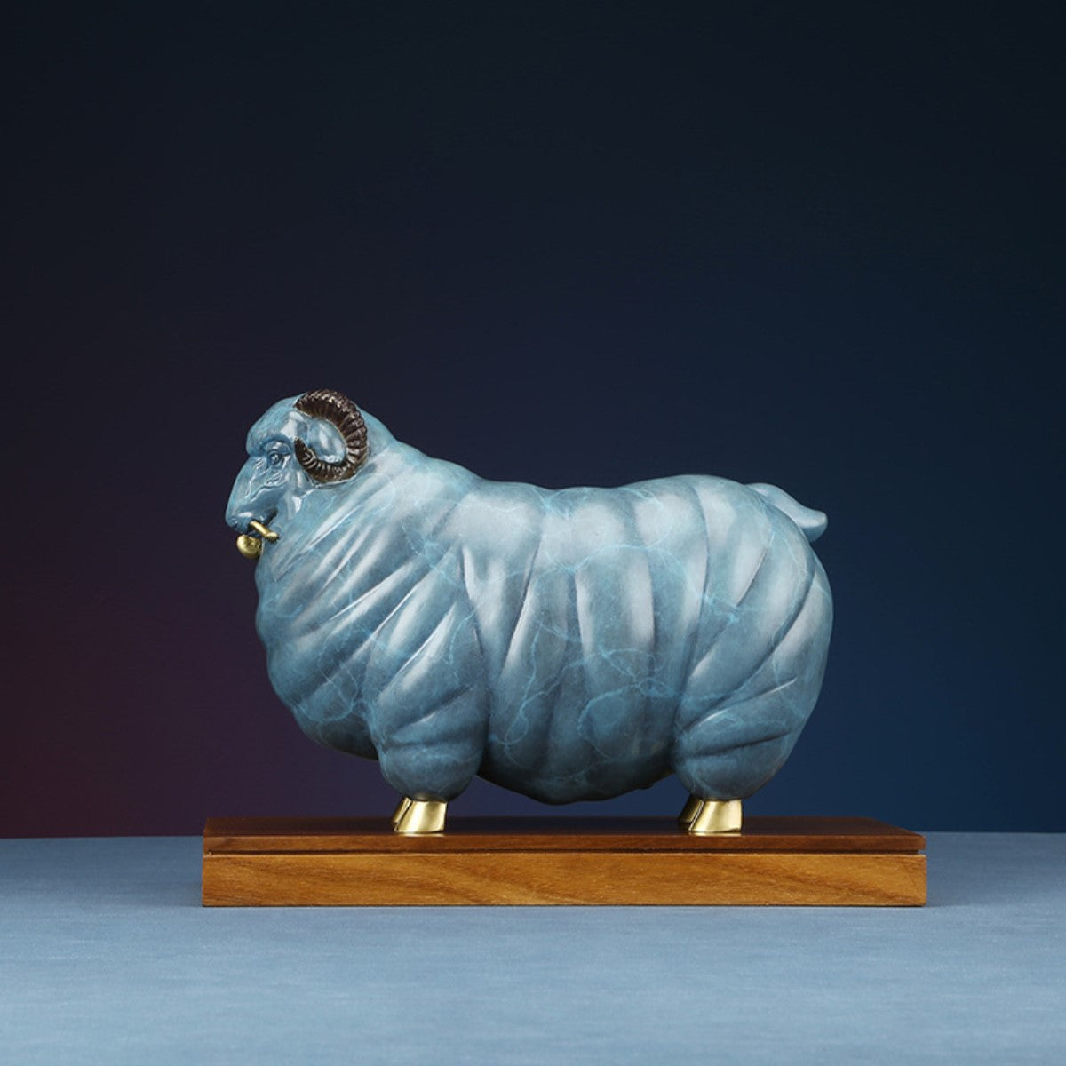 Sheep Brass Figurine left side showcasing detailed craftsmanship