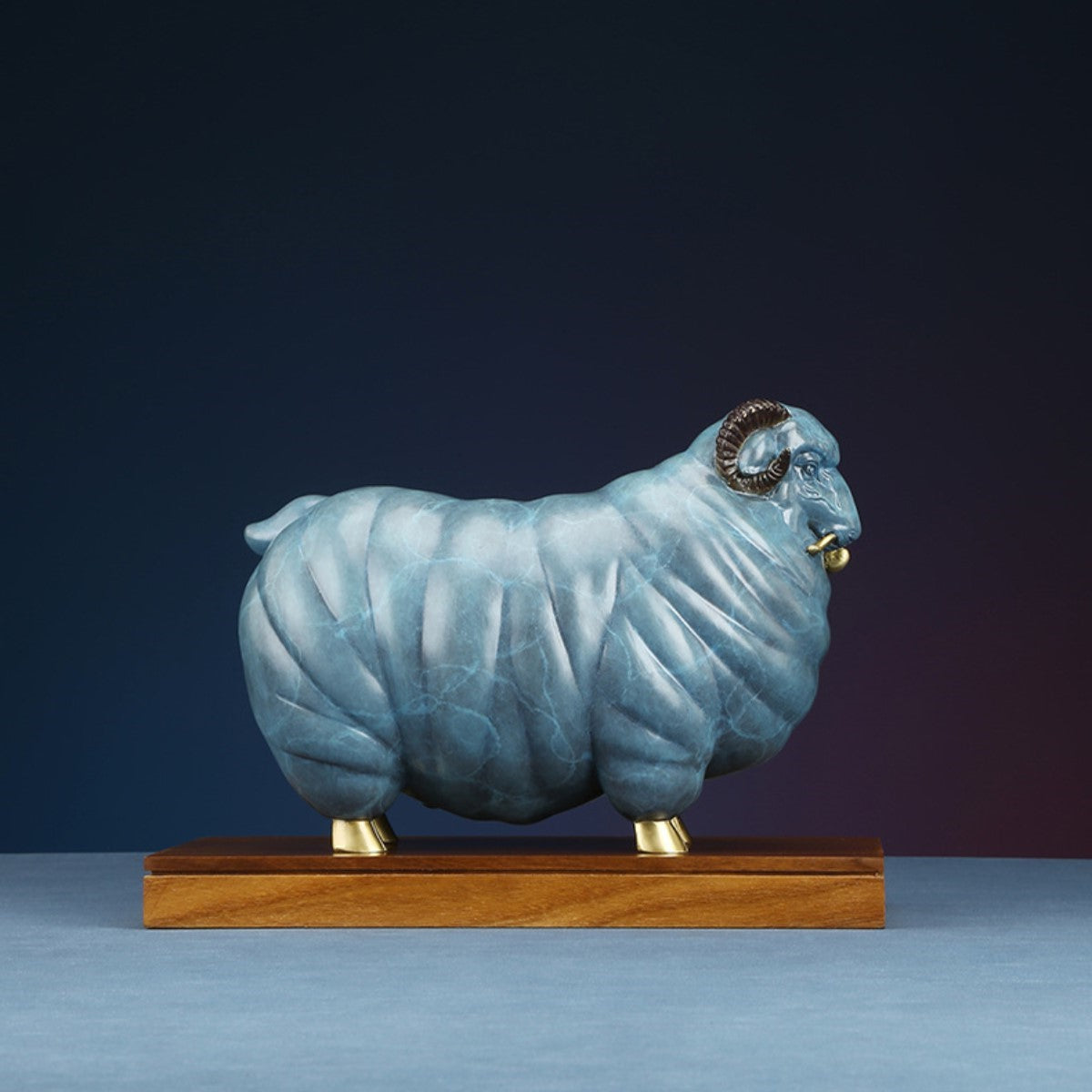 Sheep Brass Figurine side view symbolizing stability and prosperity