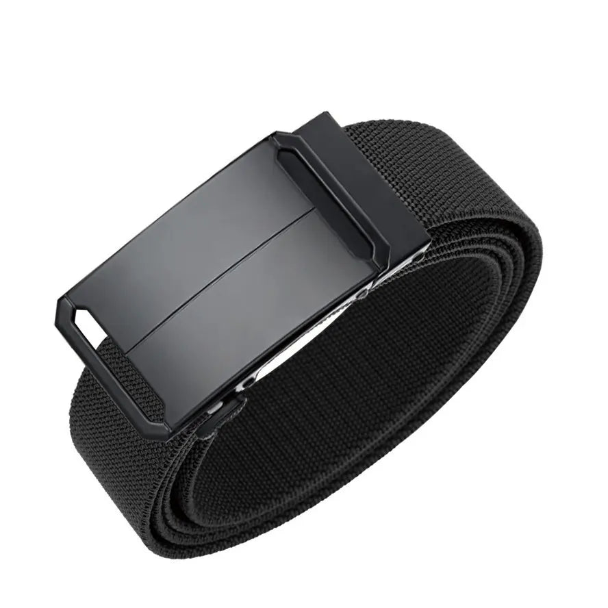 Rolled tactical black ratchet belt showing military-grade texture and buckle
