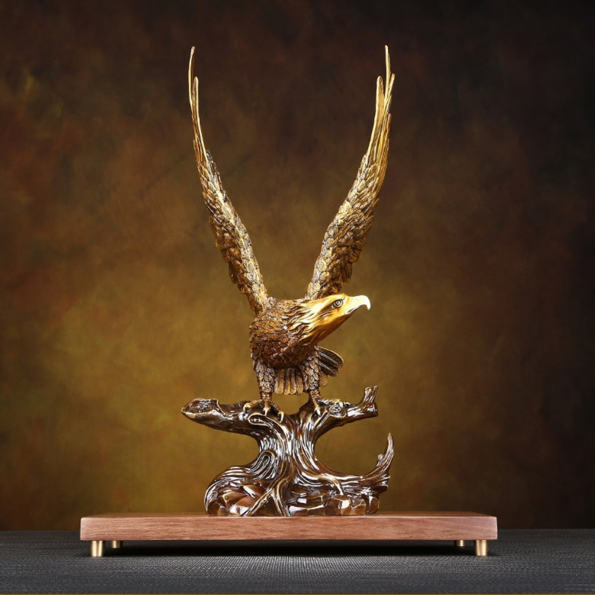 Eagle Brass Figurine frontal display – wealth and protection symbol
