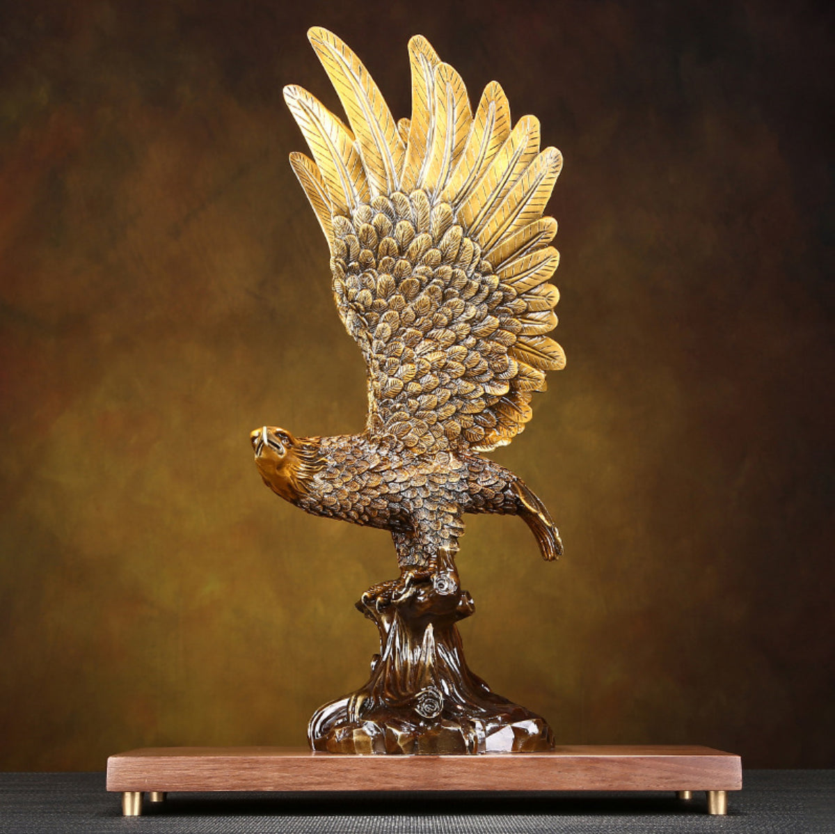 Eagle Brass Figurine top angle – majestic feng shui bird statue