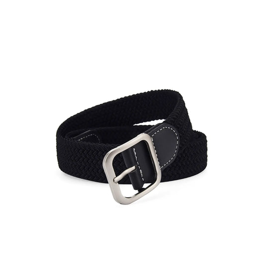 Black elastic woven belt – casual stretch belt for everyday comfort