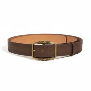 Aurora leather belt front view in brown, from our Leather Belts collection