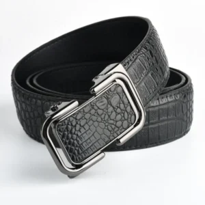 Crocodile Texture Leather Belts for Men front view