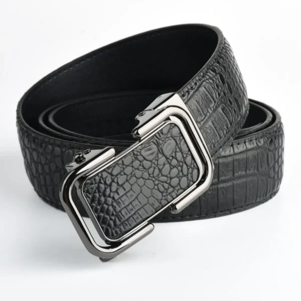Crocodile Texture Leather Belts for Men front view