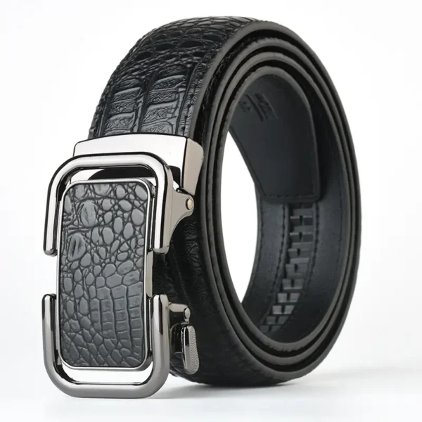 Side view of crocodile texture leather belts for men